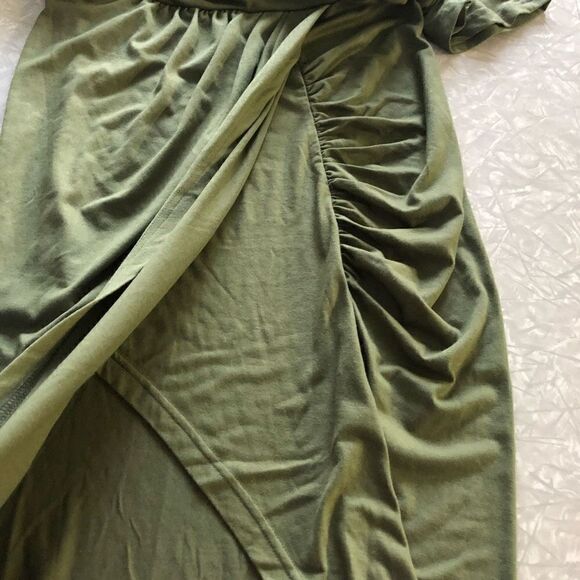 btfbm army green one shoulder wrap dress wedding guest summer vaca resort sz med - Picture 10 of 12